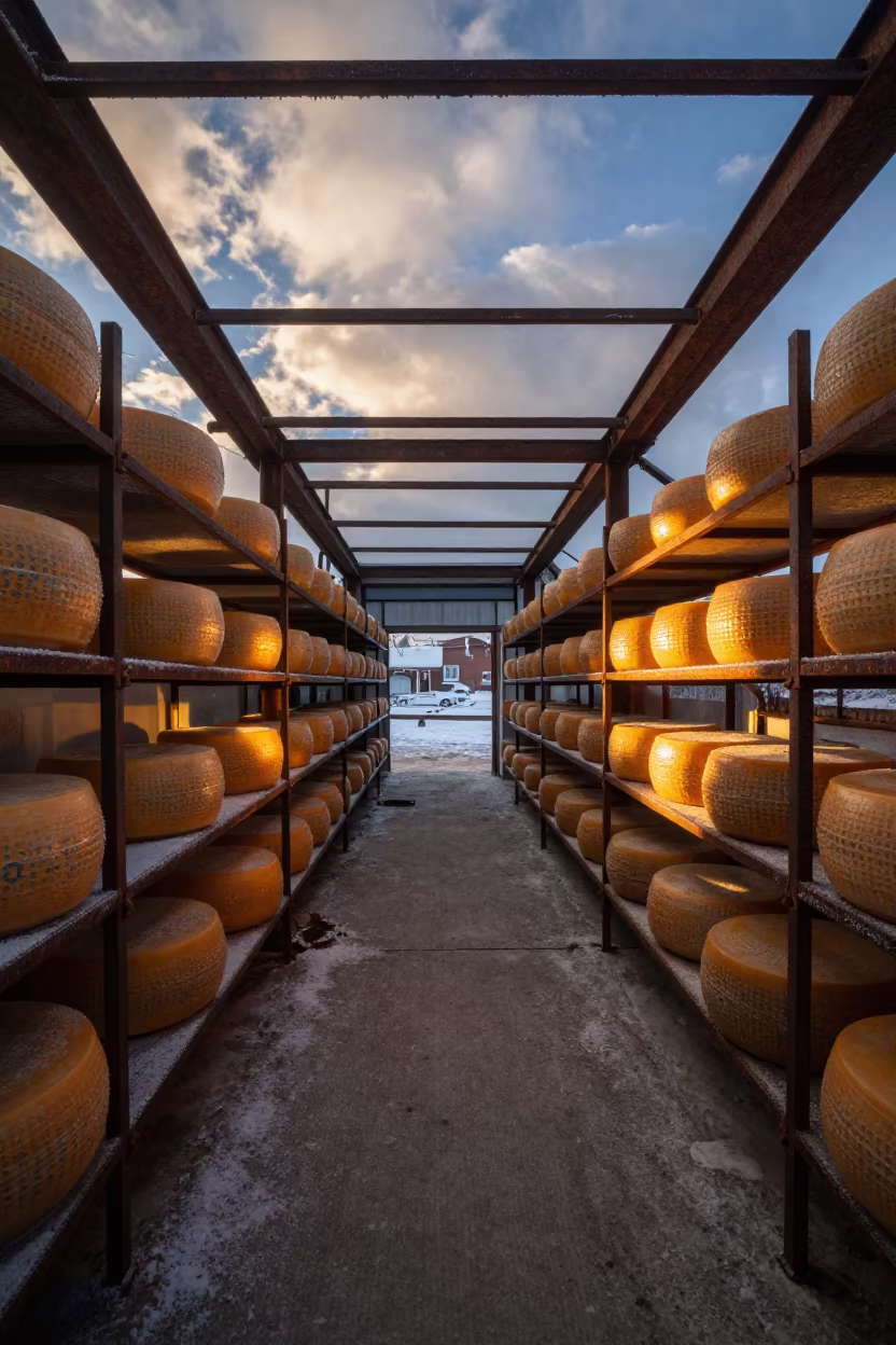 Welding Bay Cheese Cave Golden Hour in in a welding bay near Karabük