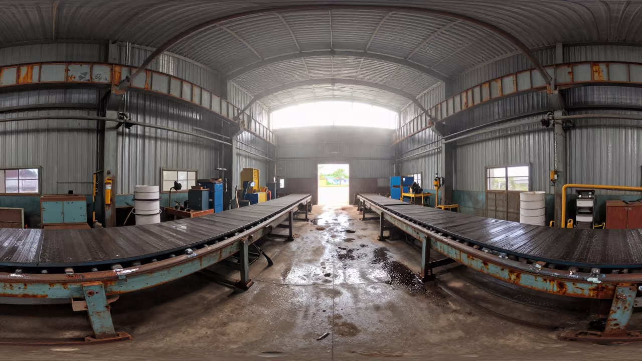 Welding Bay Conveyor Line in Bissau Wet Weather in in a welding bay near Bissau