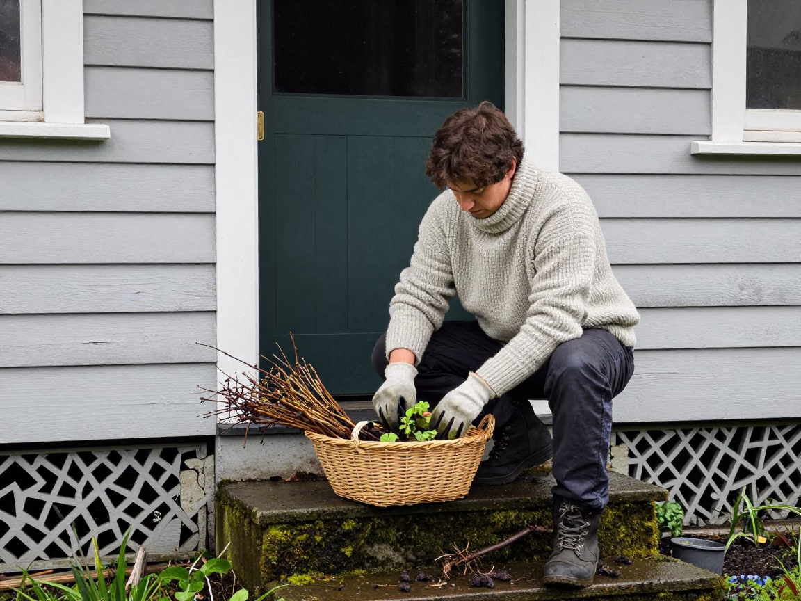 Wellington Gardener at Noon Light in in Wellington, New Zealand