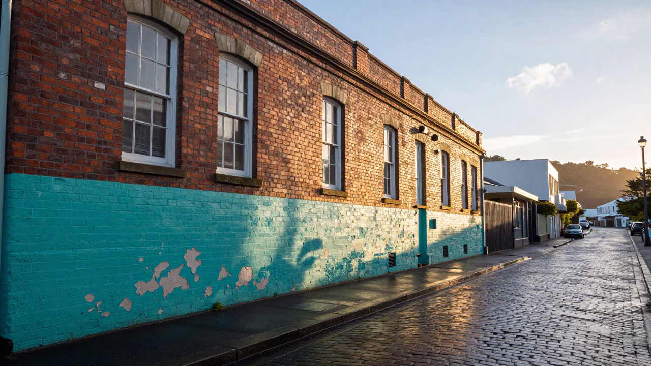 Wellington Morning Light at As First Light Reaches The Scene in in Wellington, New Zealand