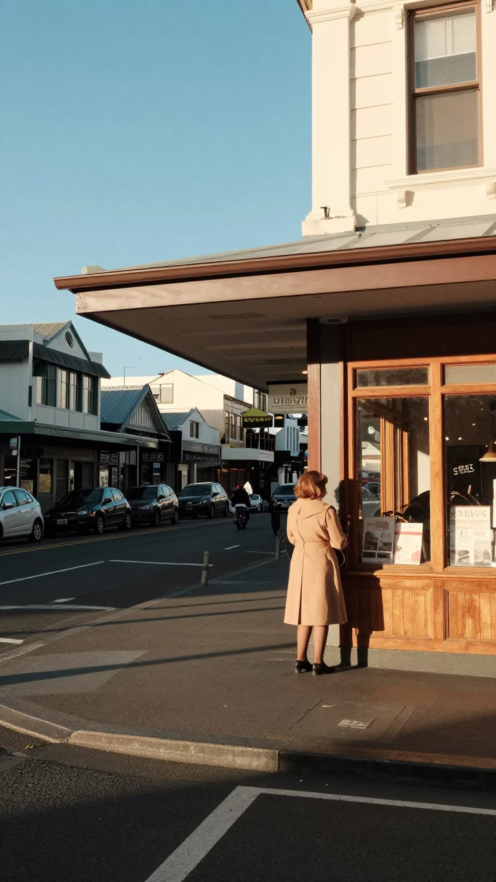 Wellington New Zealand Street Scene Late Afternoon Light with Vintage Details in in Wellington, New Zealand