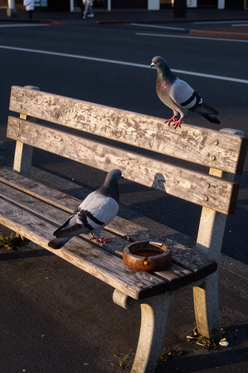 Wellington Pigeons at Evening Light in in Wellington, New Zealand