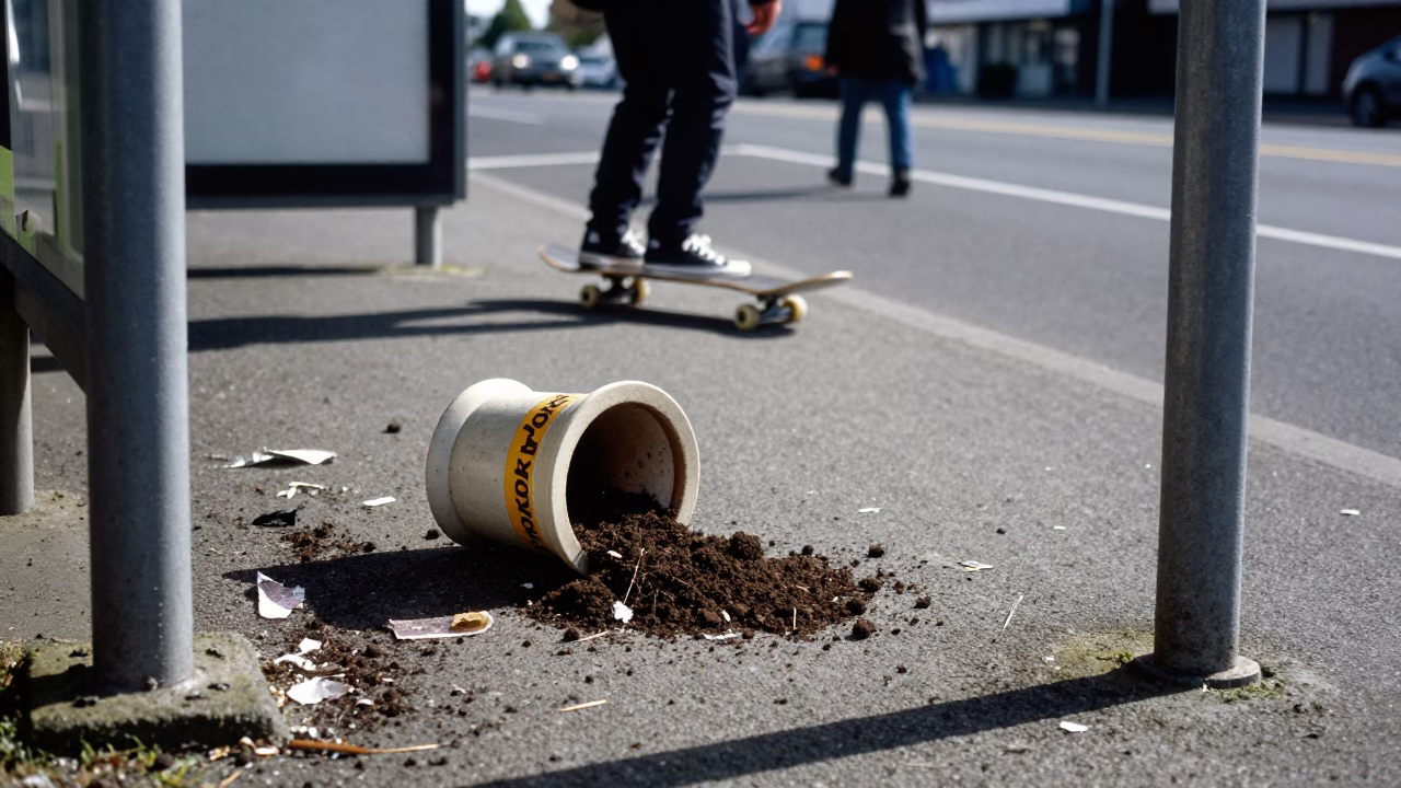 Wellington Skateboarder at Noon Light in in Wellington, New Zealand