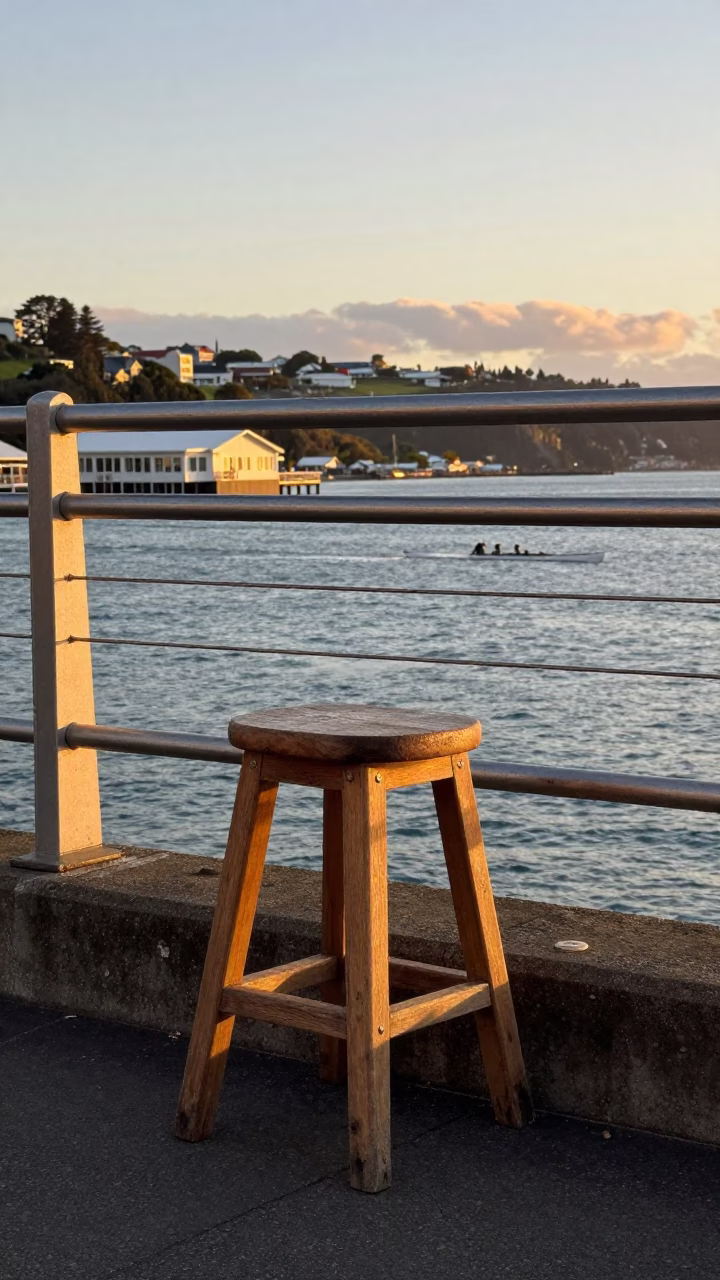 Wellington Sunset Harbor View with Rower and Coastal Architecture in in Wellington, New Zealand