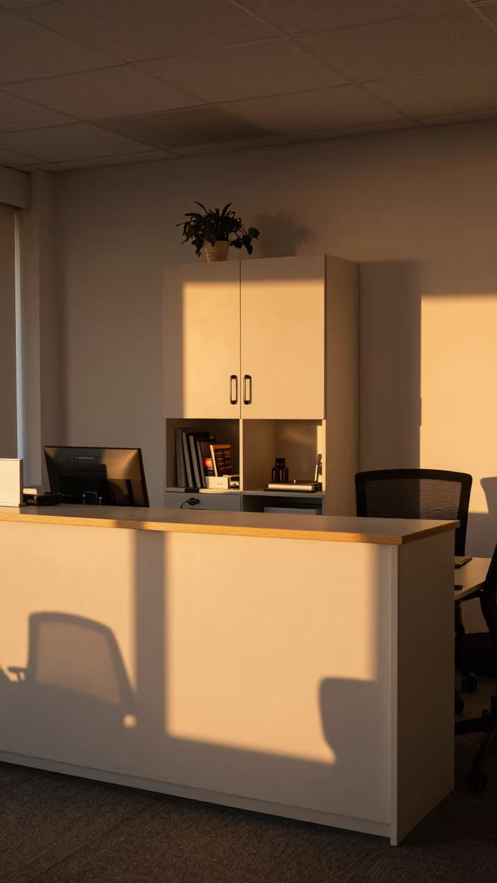 Wellness Cabinet Office Reception Sunset Weimar in at an office reception desk near Weimar