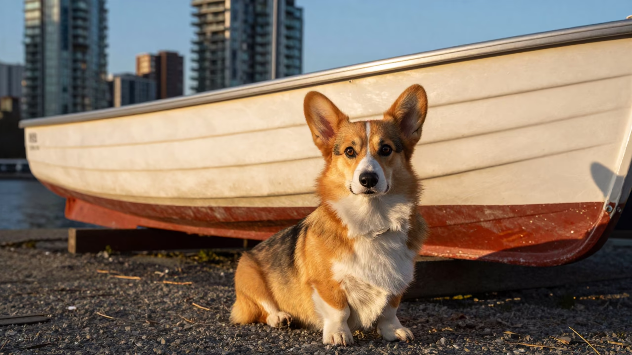 Welsh Corgi in Vancouver at The Late Afternoon Light in in Vancouver, British Columbia, Canada