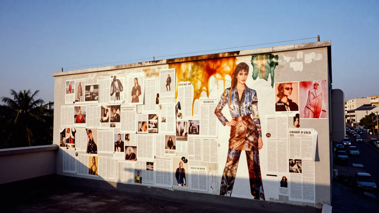 Wenzhou Fashion Wall Lookbook Tears Dye Tests in on a rooftop above evening traffic in Wenzhou