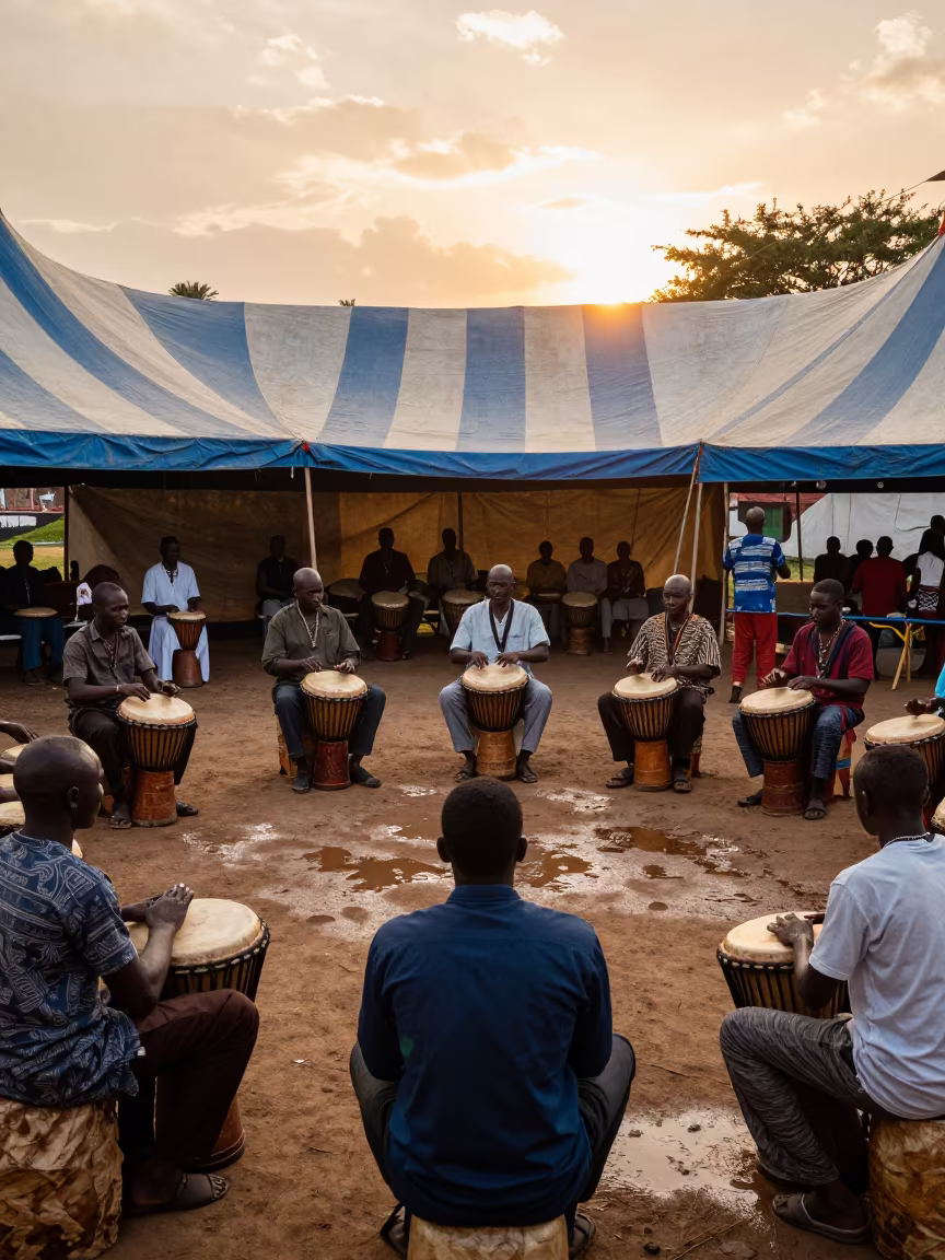 West African Drumming Circle Under Circus Tent Trujillo in under a circus tent in Trujillo