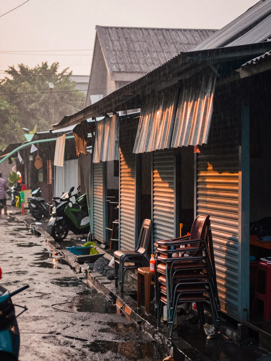 Wet Alley in Denpasar in in Denpasar, Indonesia