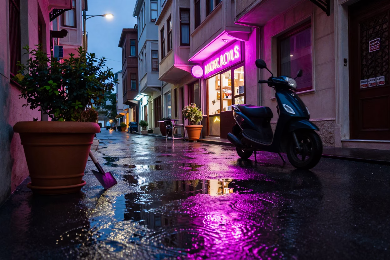 Wet Alley in Istanbul in in Istanbul, Turkey