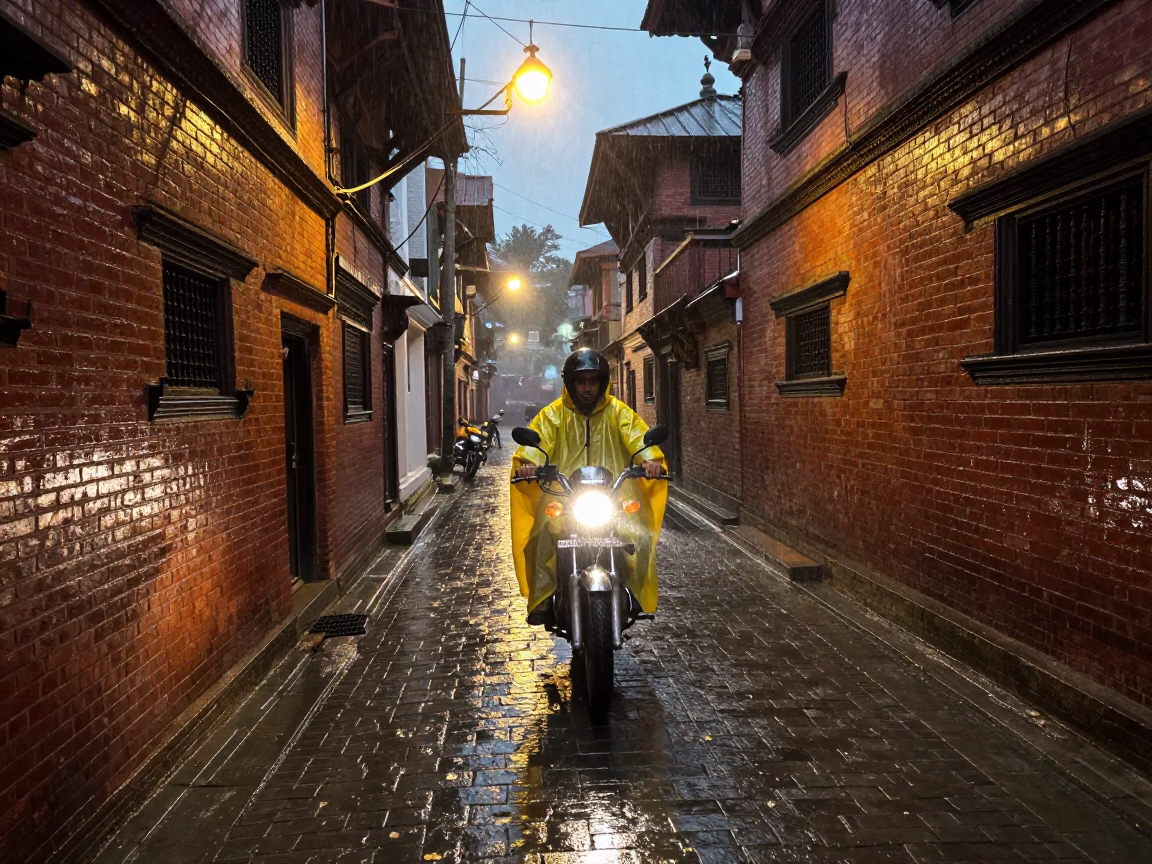Wet Alley in Kathmandu in in Kathmandu, Nepal