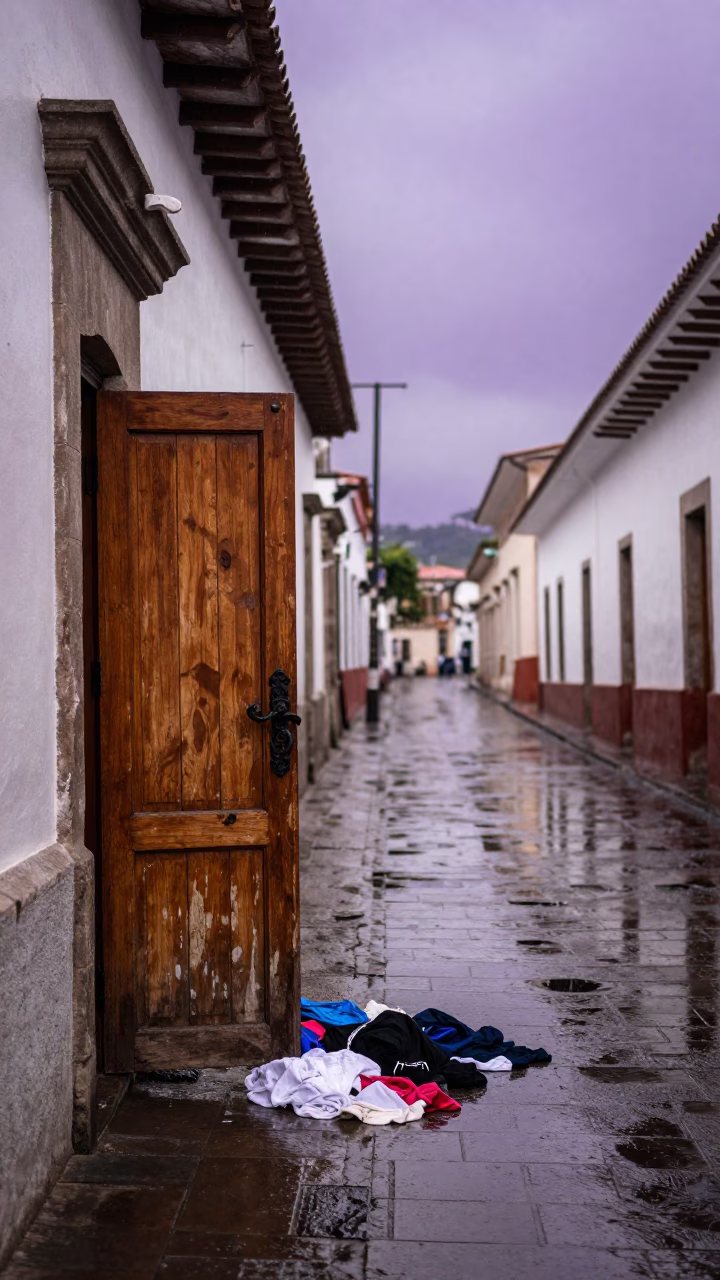 Wet Alley in Quito in in Quito, Ecuador