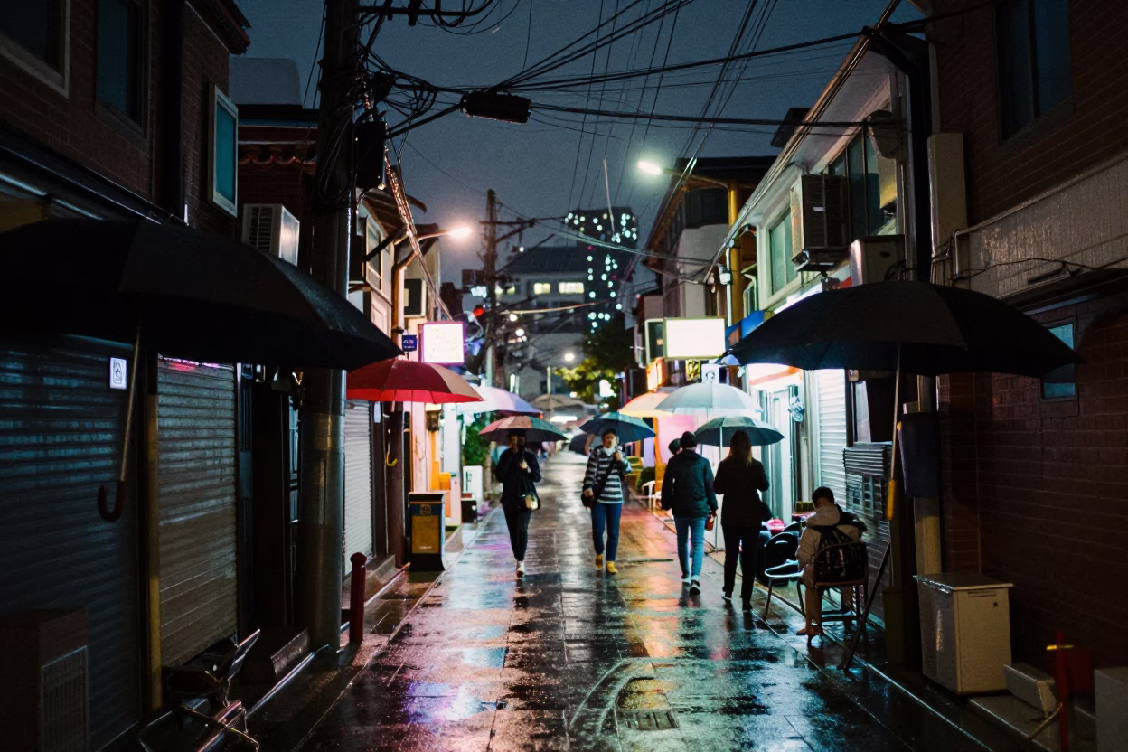 Wet Alley in Seoul in in Seoul, South Korea