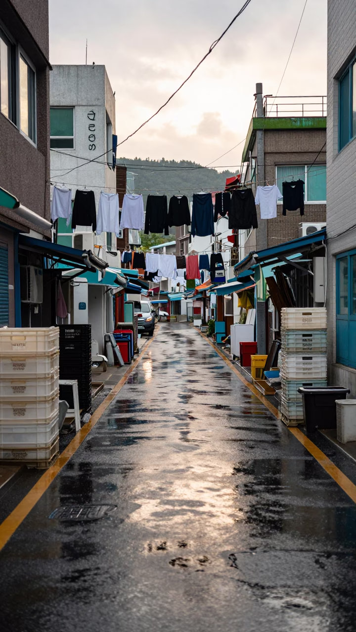 Wet Alleyway in Busan in in Busan, South Korea