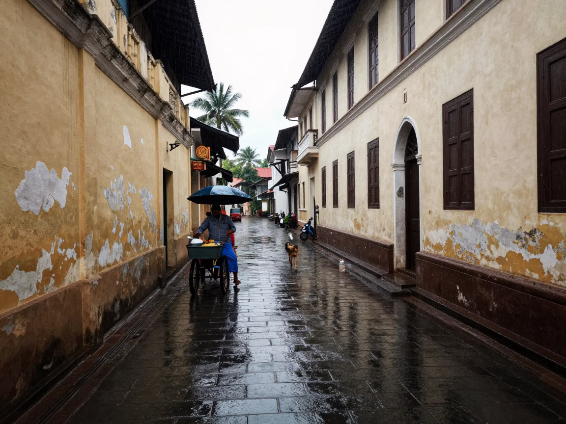 Wet Alleyway in Kochi in in Kochi, India