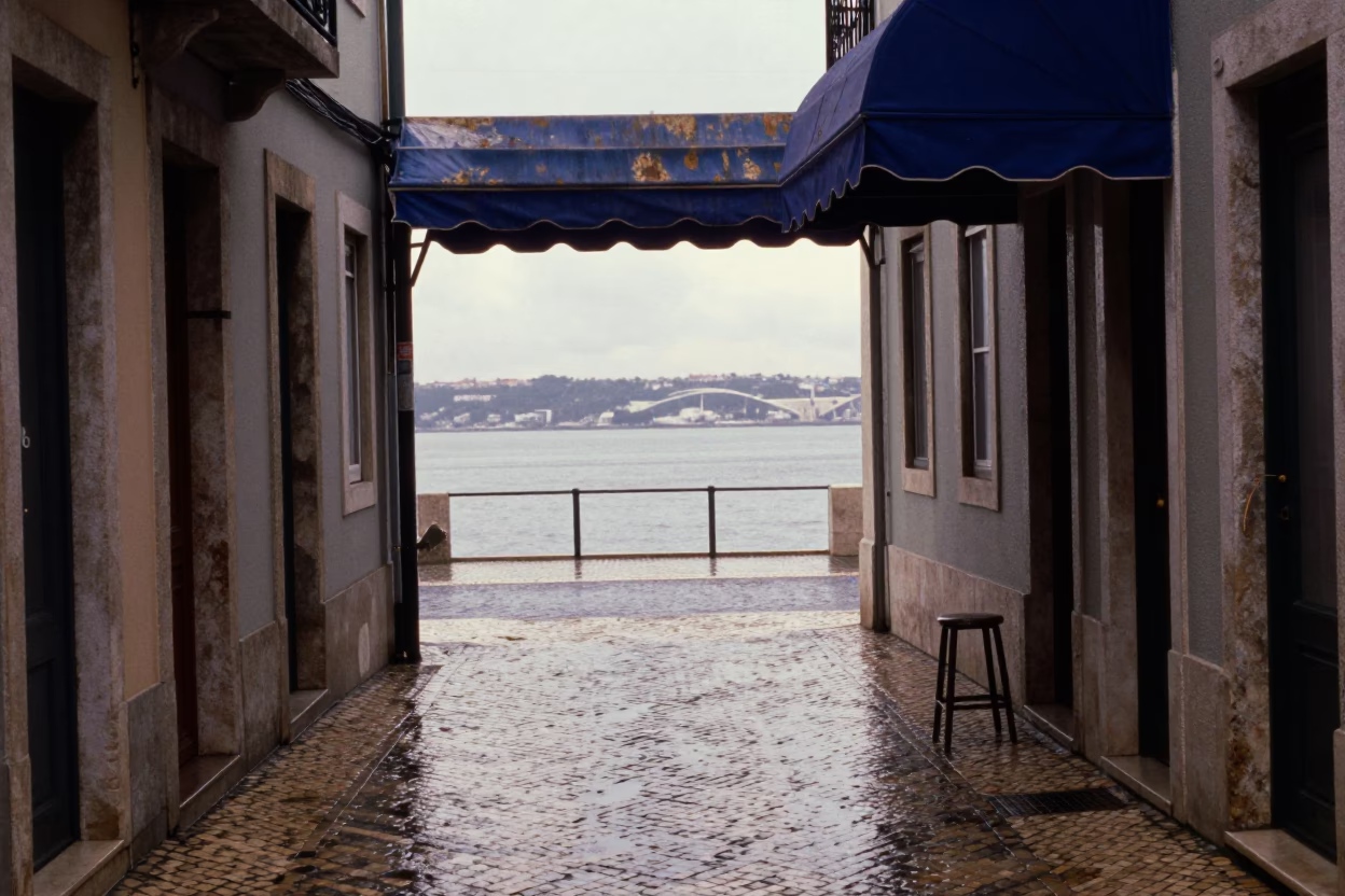 Wet Alleyway in Lisbon in in Lisbon, Portugal