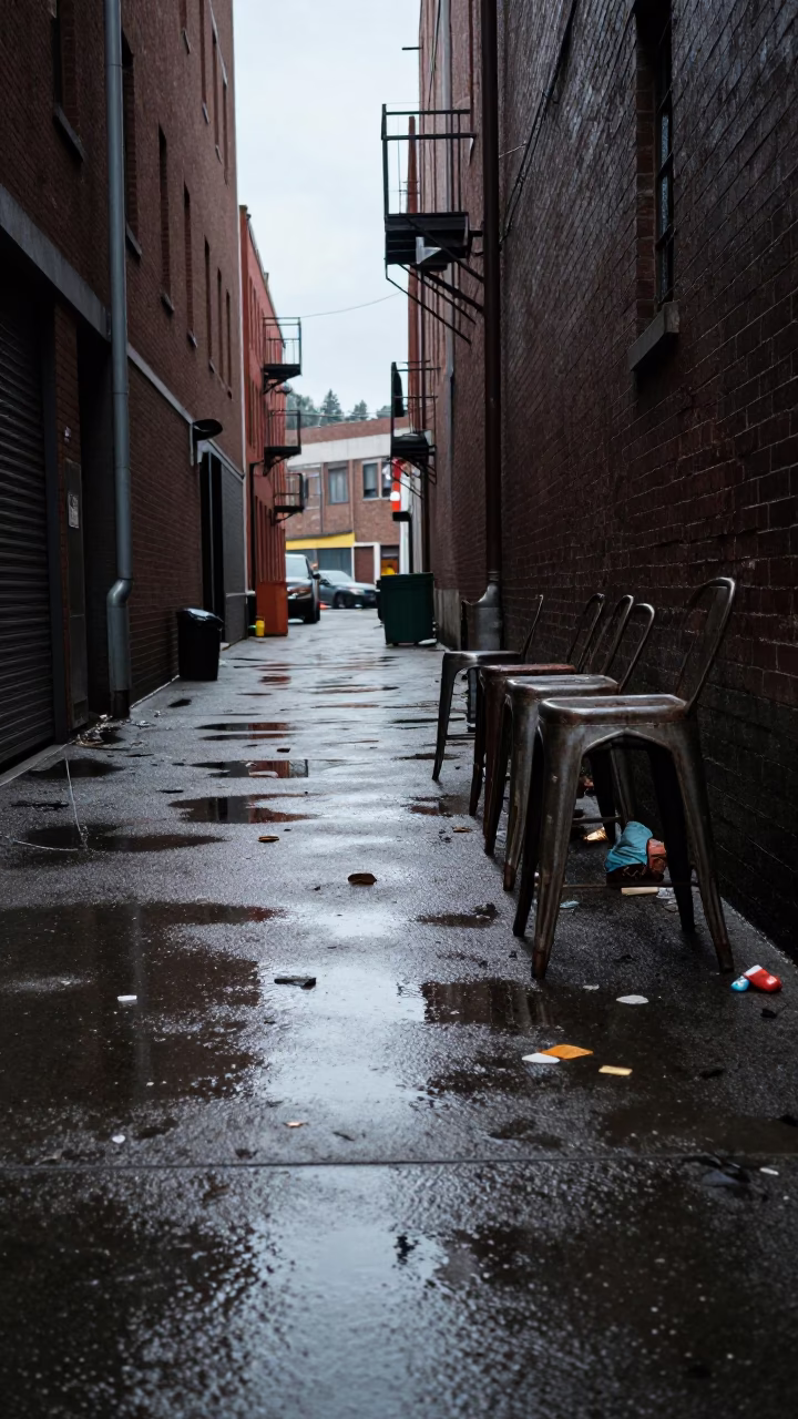 Wet Alleyway in Portland in in Portland, Oregon, United States