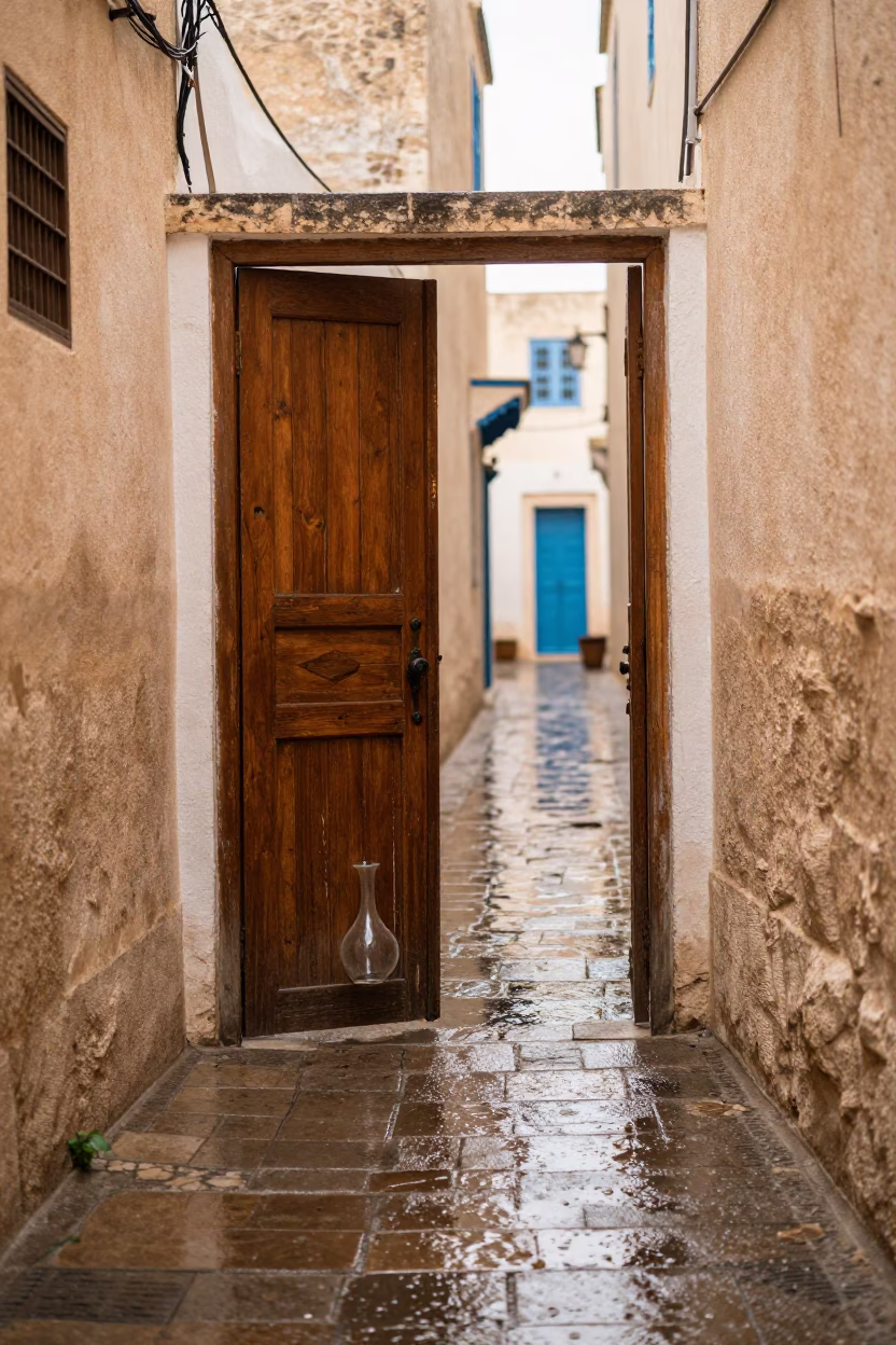Wet Alleyway in Tunis in in Tunis, Tunisia