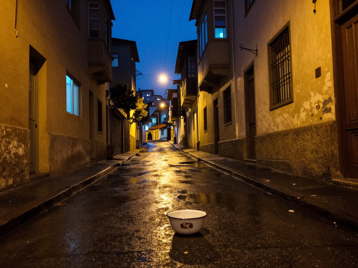 Wet Alleyway in Valparaiso in in Valparaiso, Chile