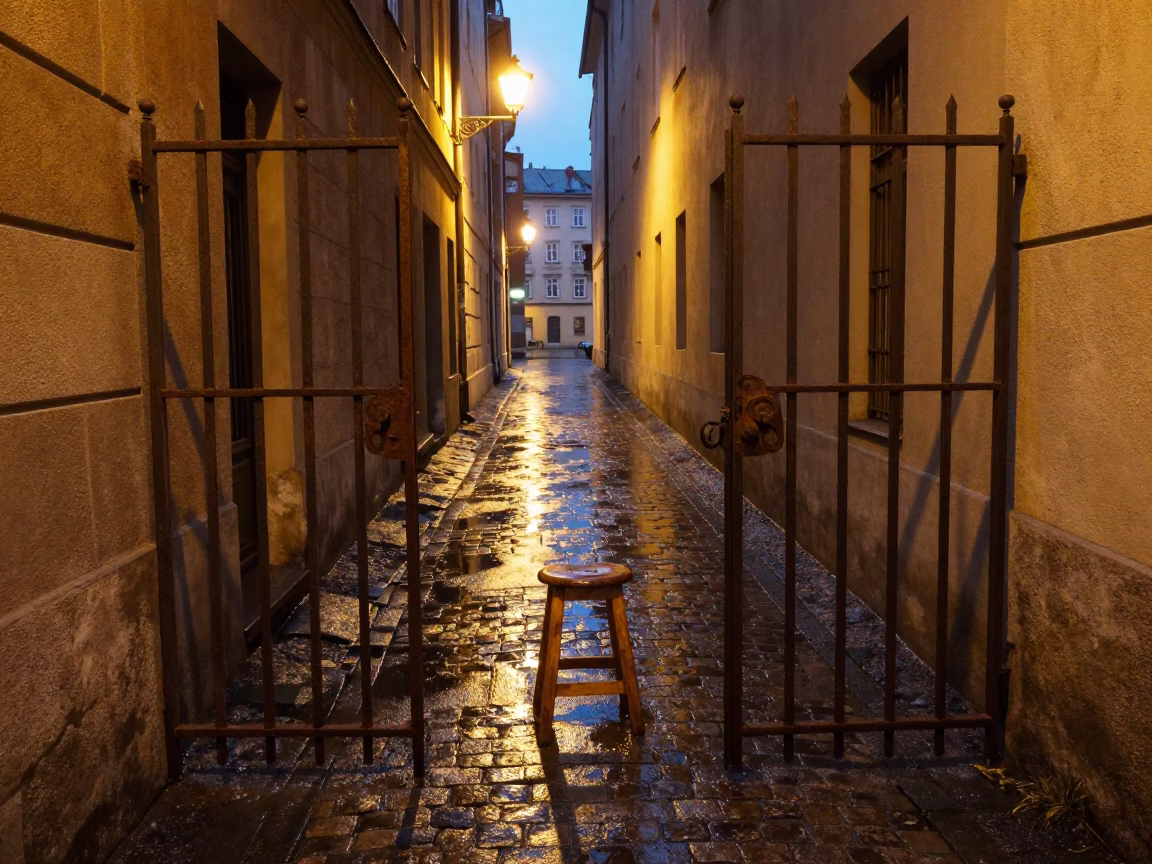Wet Alleyway in Vienna in in Vienna, Austria
