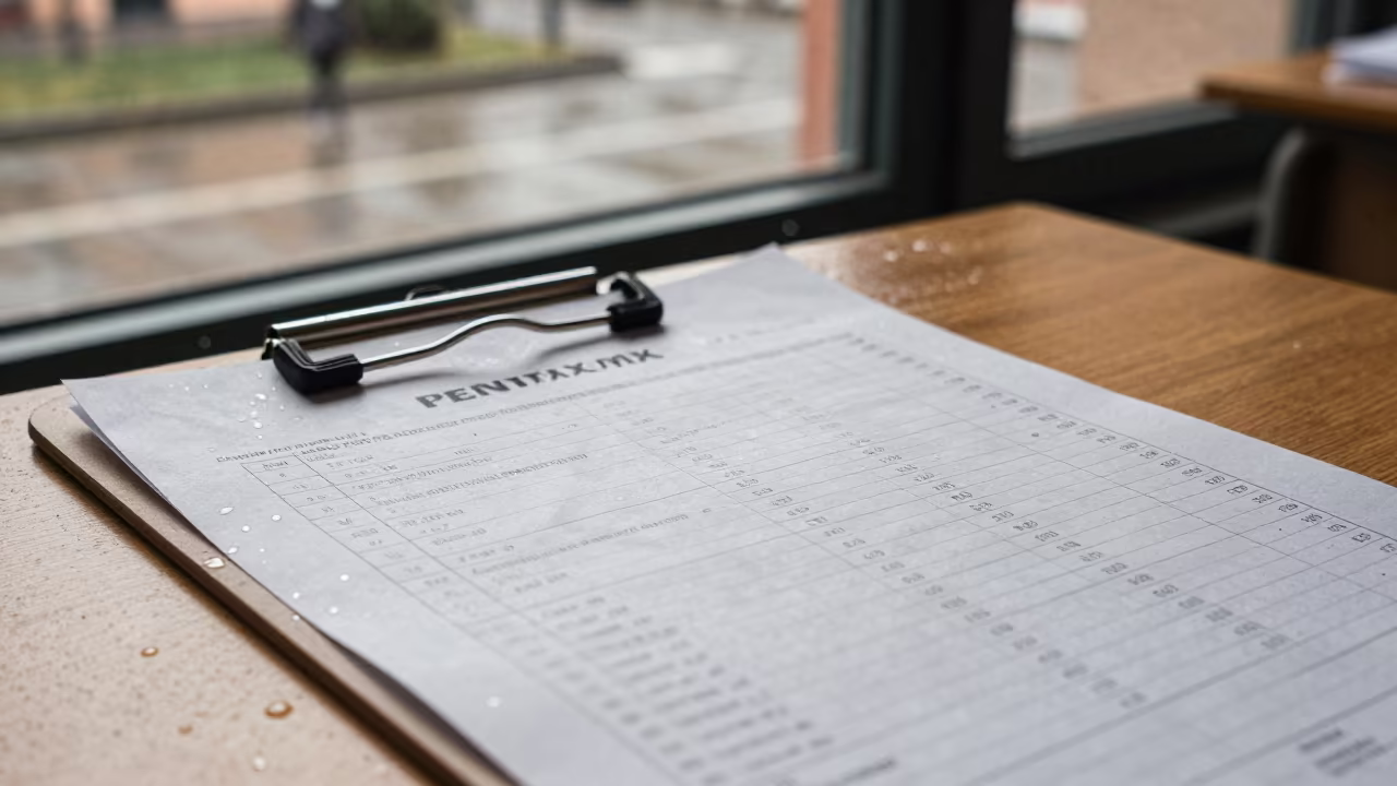 Wet Attendance Sheet on Classroom Clipboard in inside a quiet classroom near Bologna