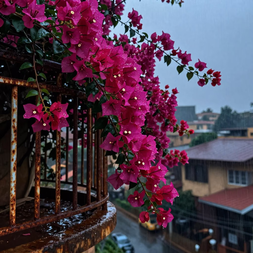 Wet Bougainvillea Blooms in Nairobi in in Nairobi, Kenya