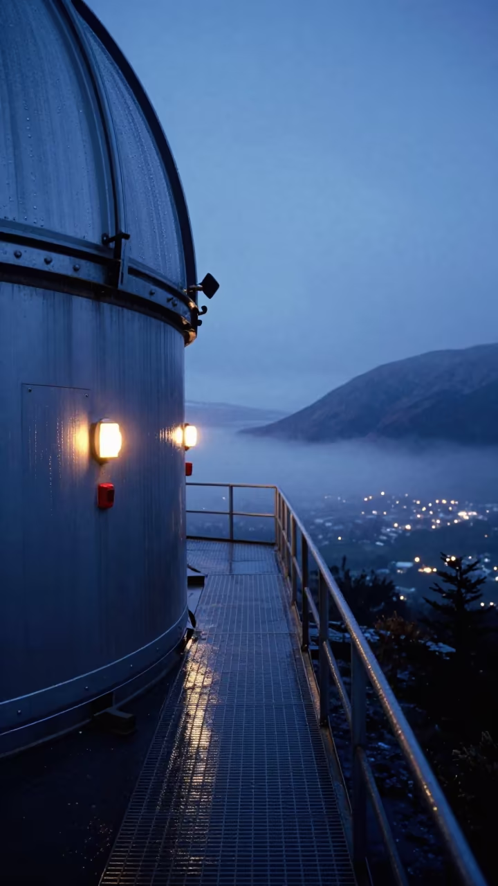 Wet Catwalk Over Fog Valley Patagonia in at a remote field station in Patagonia