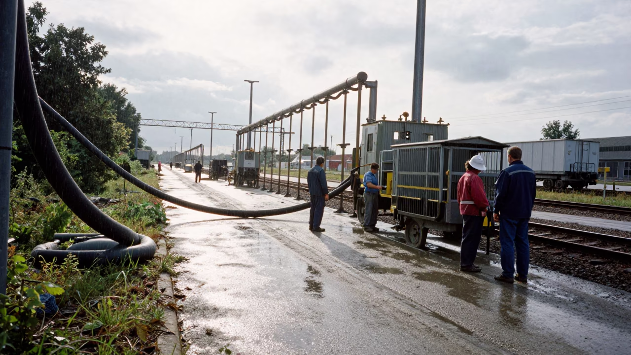 Wet Cement Batching Lane Bremen Rail Yard in at a rail yard near Bremen