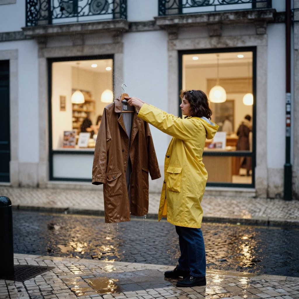 Wet Coat in Lisbon in in Lisbon, Portugal