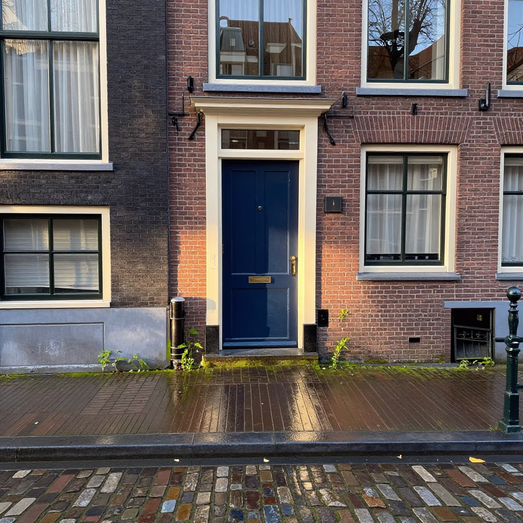 Wet Cobblestones in Amsterdam in in Amsterdam, Netherlands