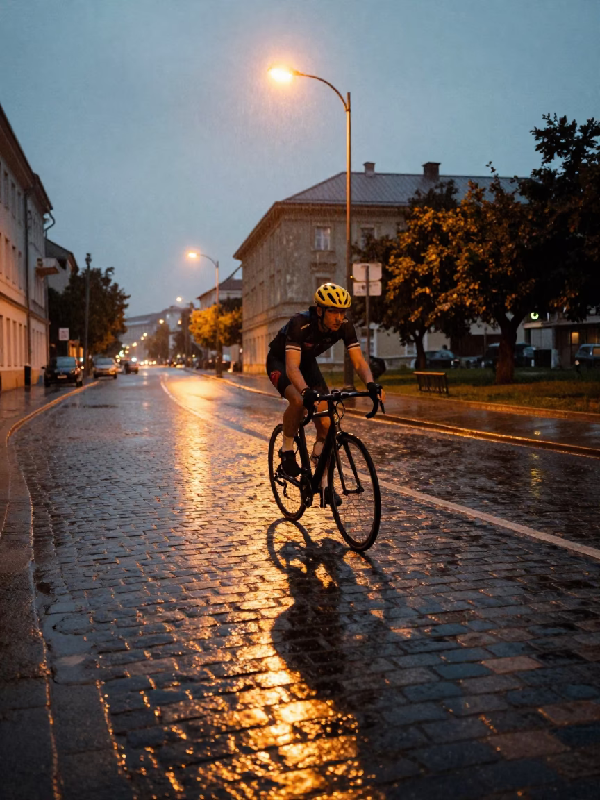 Wet Cobblestones in Budapest in in Budapest, Hungary