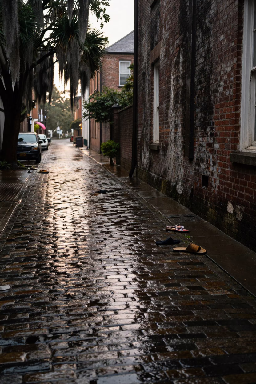 Wet Courtyard in Charleston in in Charleston, South Carolina, United States