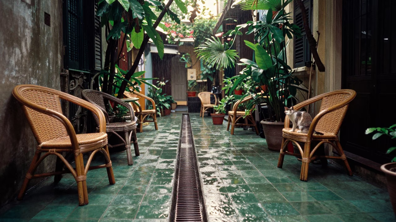 Wet Courtyard in Hanoi in in Hanoi, Vietnam