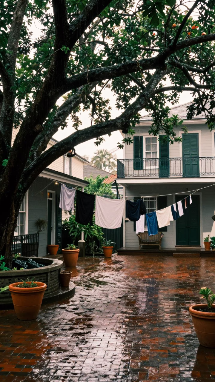 Wet Courtyard in New Orleans in in New Orleans, Louisiana, United States
