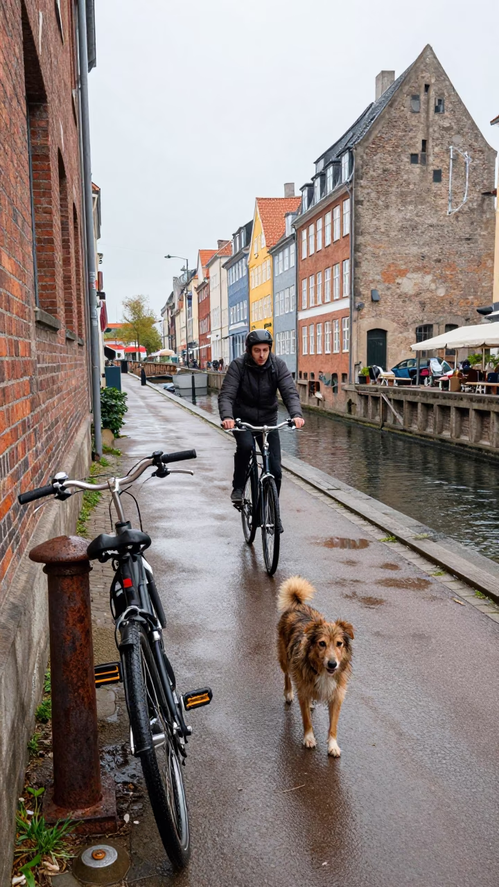 Wet Dog in Copenhagen in in Copenhagen, Denmark