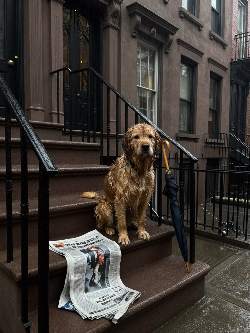 Wet Dog in New York in in New York, New York, United States