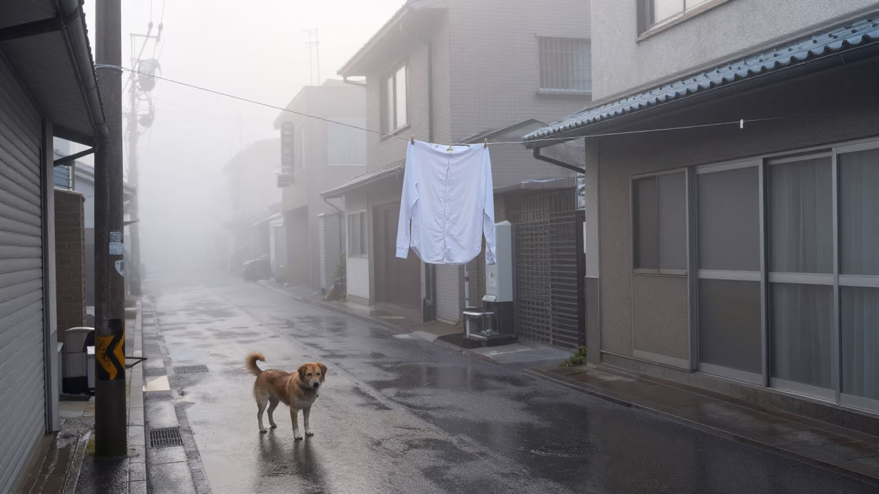 Wet Dog in Sapporo in in Sapporo, Japan