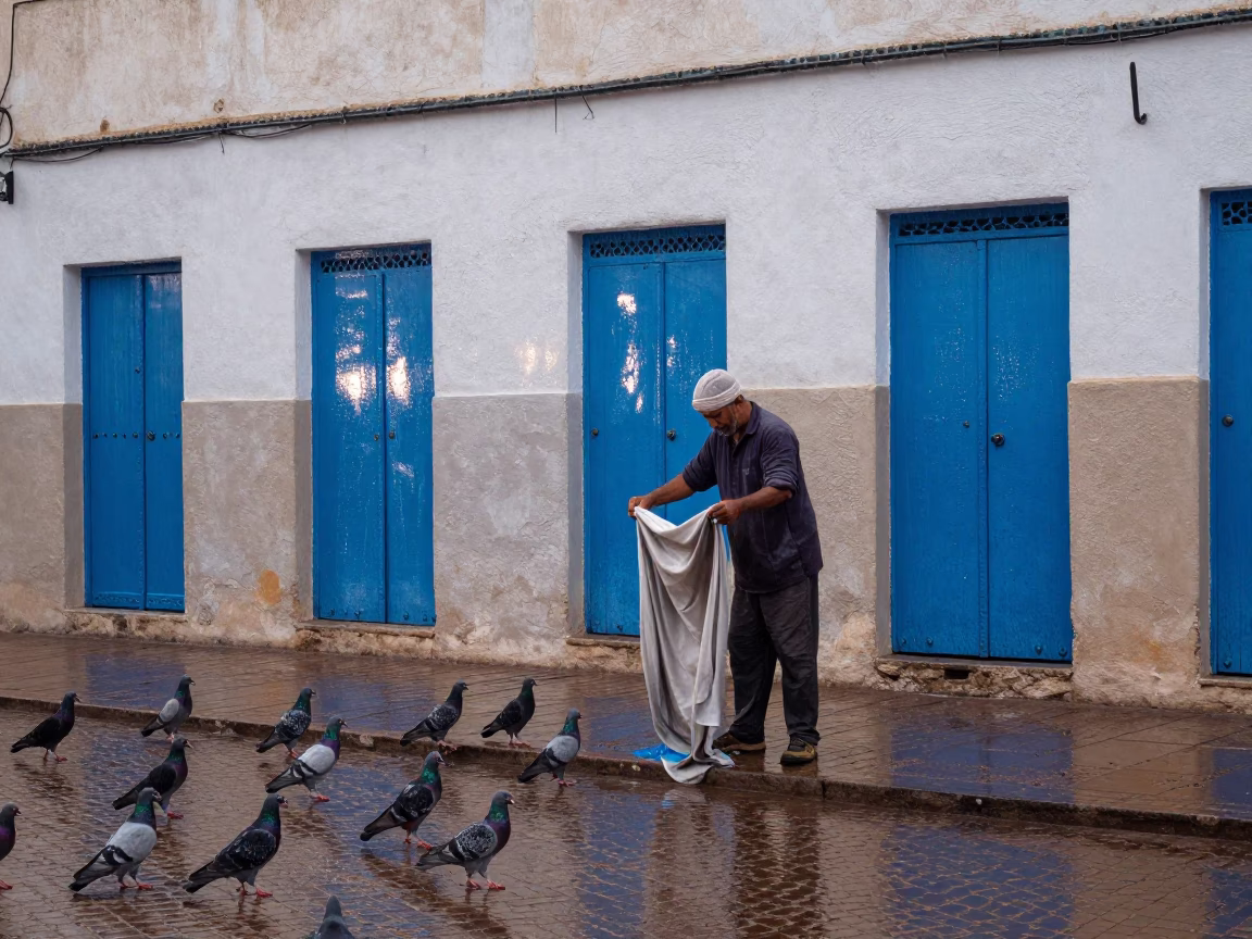 Wet Fabric in Essaouira in in Essaouira, Morocco