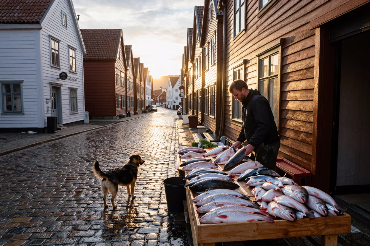 Wet Fish in Bergen in in Bergen, Norway