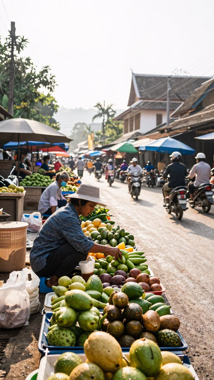 Wet Fruit in Luang Prabang in in Luang Prabang, Laos