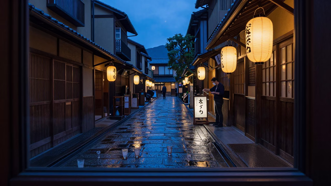 Wet Glass in Kyoto in in Kyoto, Japan