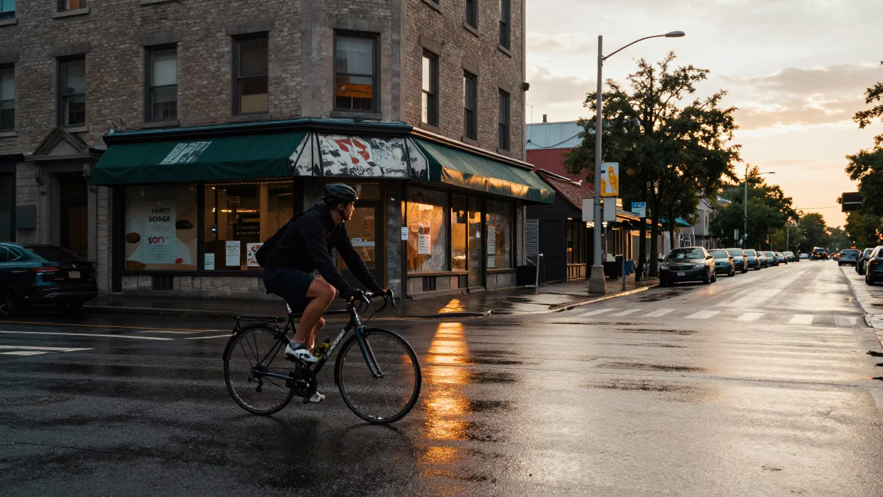 Wet Intersection in Montreal in in Montreal, Quebec, Canada