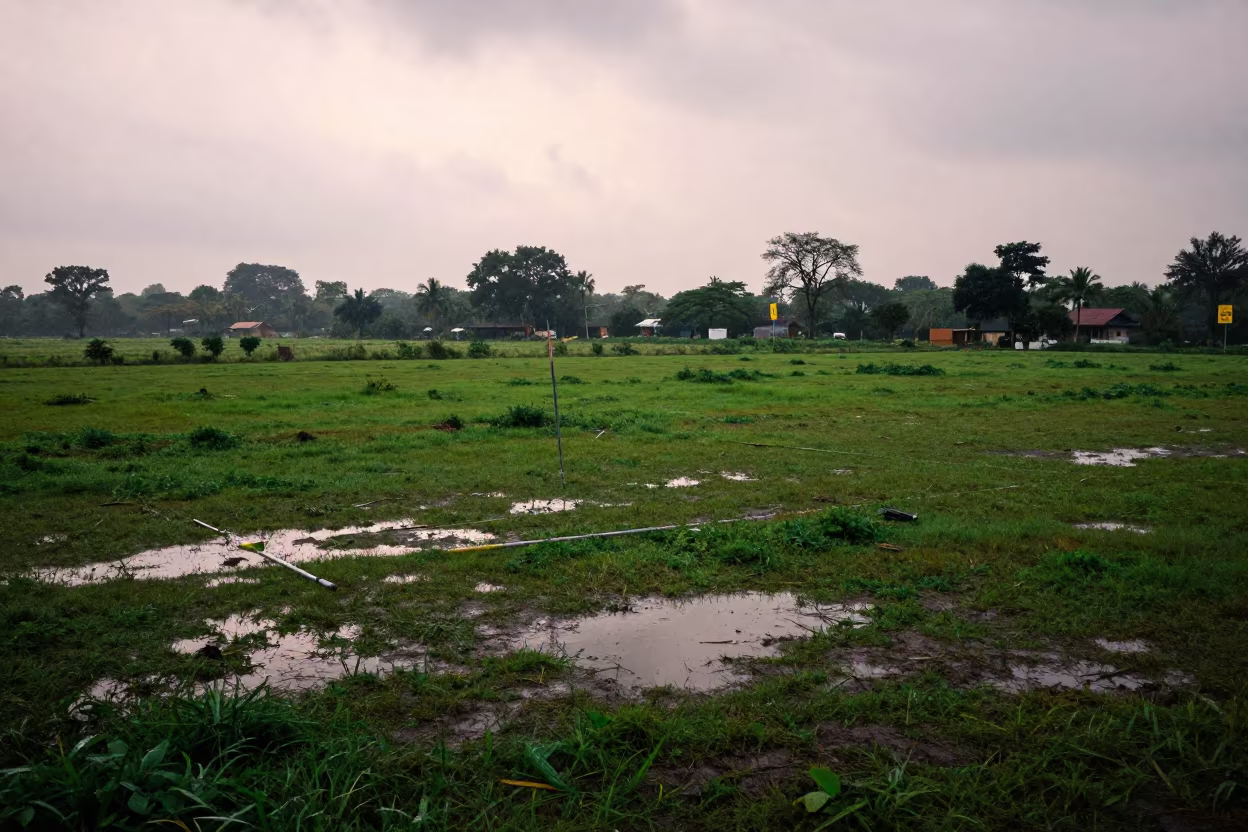 Wet Javelin Field Near Akola After Monsoon in near open fields near Akola