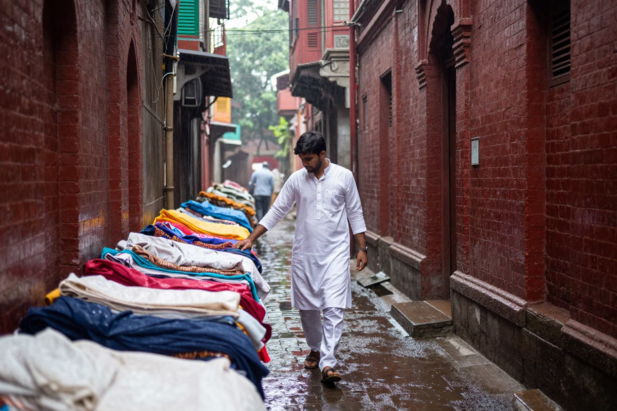 Wet Laneway in Delhi in in Delhi, India