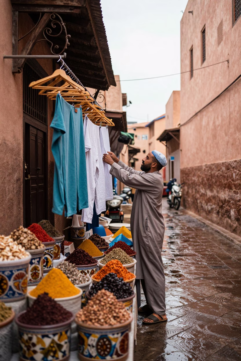 Wet Laundry in Marrakech in in Marrakech, Morocco