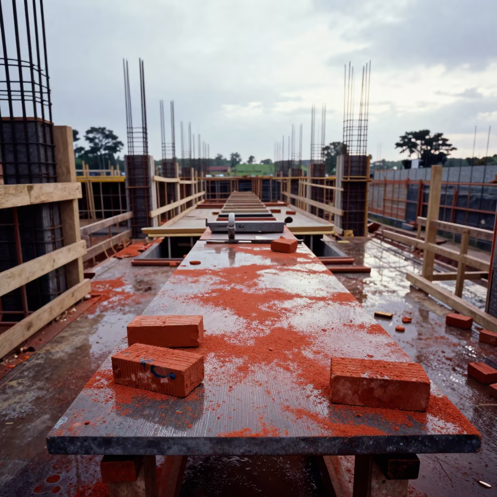 Wet Masonry Saw Table After Storm in on an active construction deck in Guanare