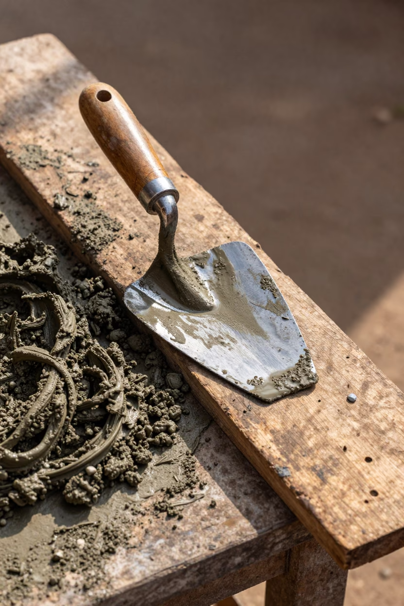Wet Mortar in Accra at The Early Afternoon Light in in Accra, Ghana