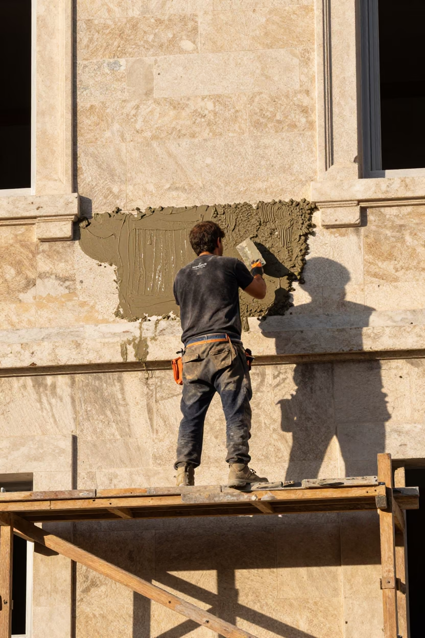 Wet Mortar in Marseille at The Early Afternoon Light in in Marseille, France