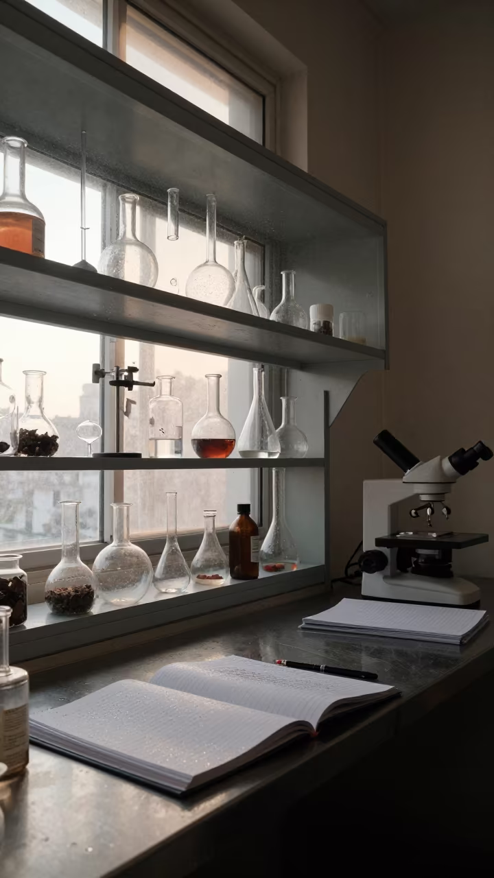 Wet Notebooks on Lab Bench at Dawn in Kotri Archive in in a specimen archive room in Kotri