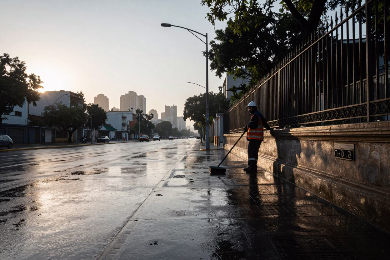 Wet Pavement in Buenos Aires in in Buenos Aires, Argentina